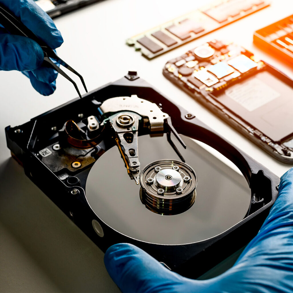 hard drive data being secured on a business computer