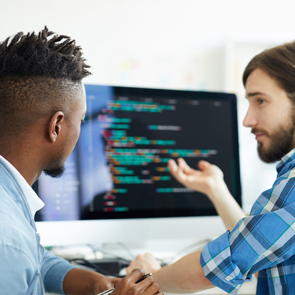 two employees collaborating seamlessly