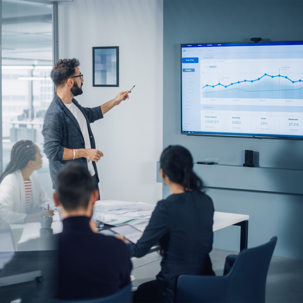 showing more profits from lower costs in a business presentation