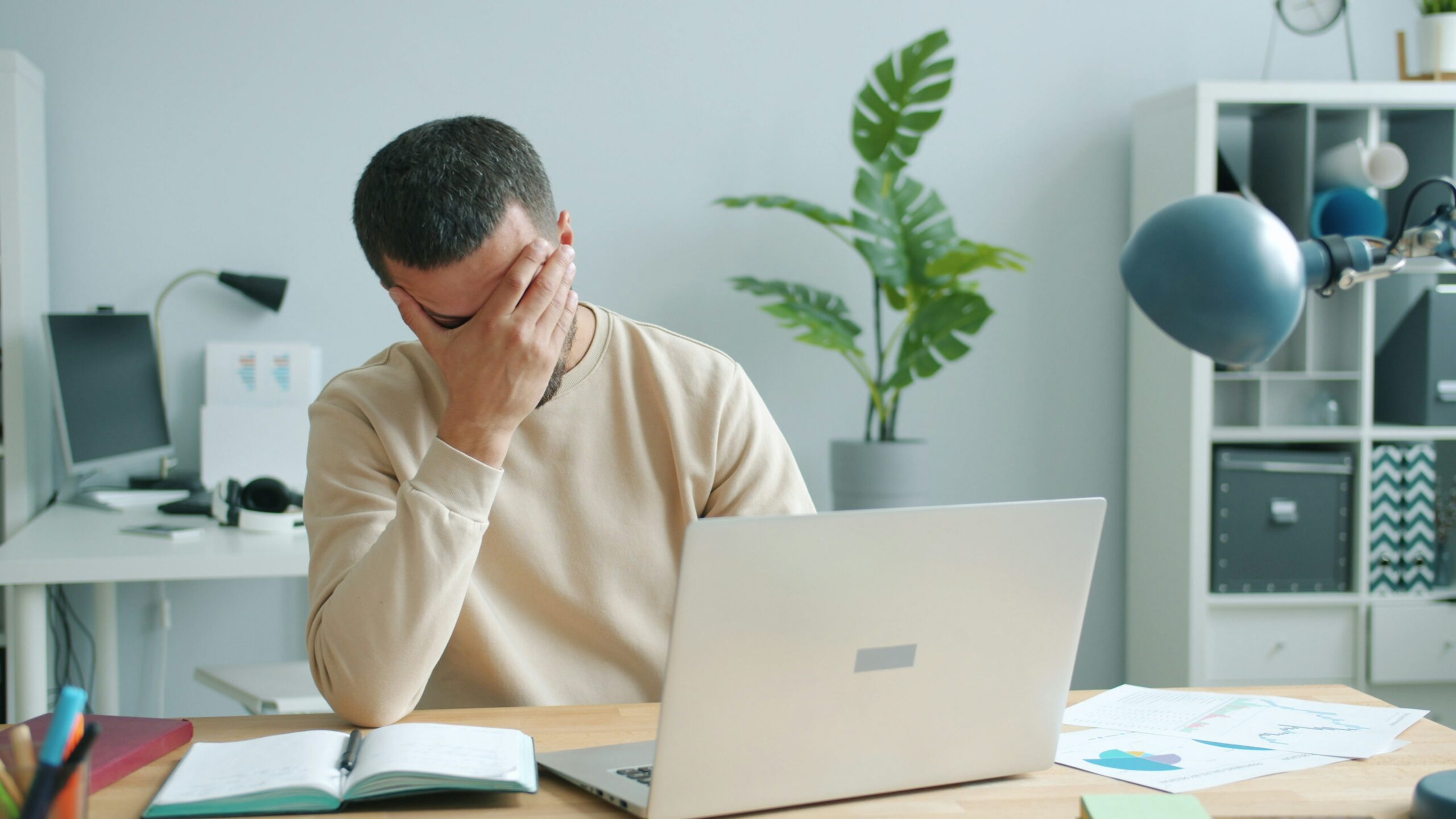 Man frustrated over a computer issue
