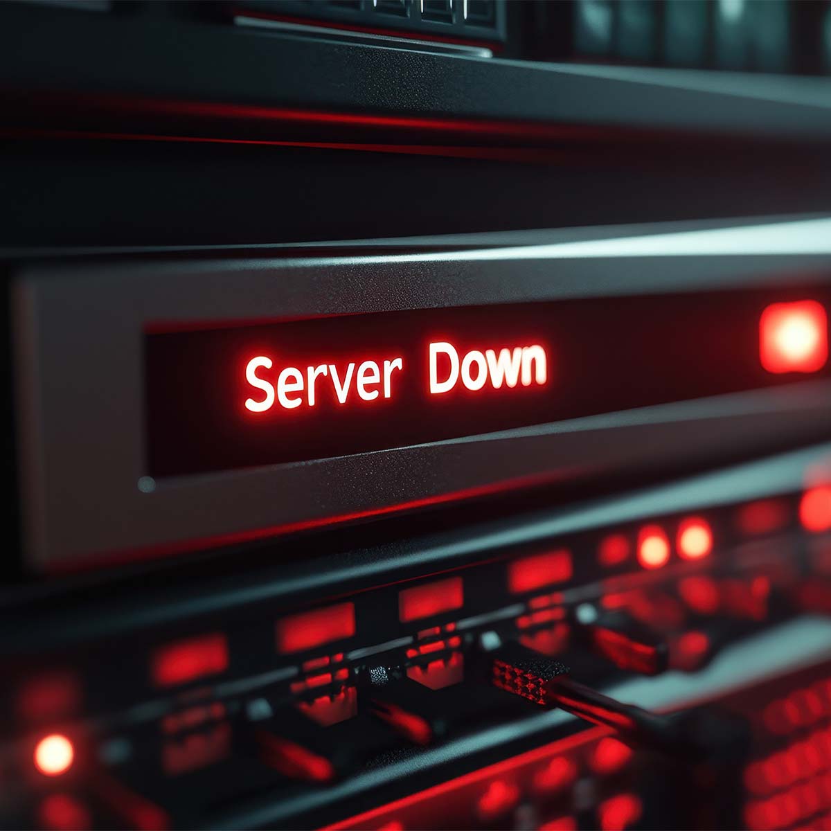 Server down display showing network failure