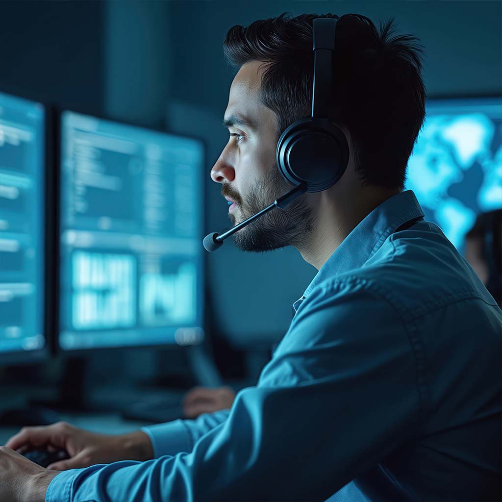 network support technician keeping a watchful eye over a customers network