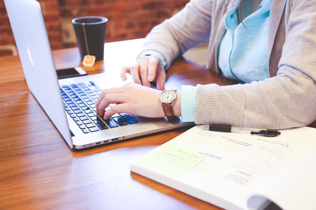 Woman working on her laptop computer